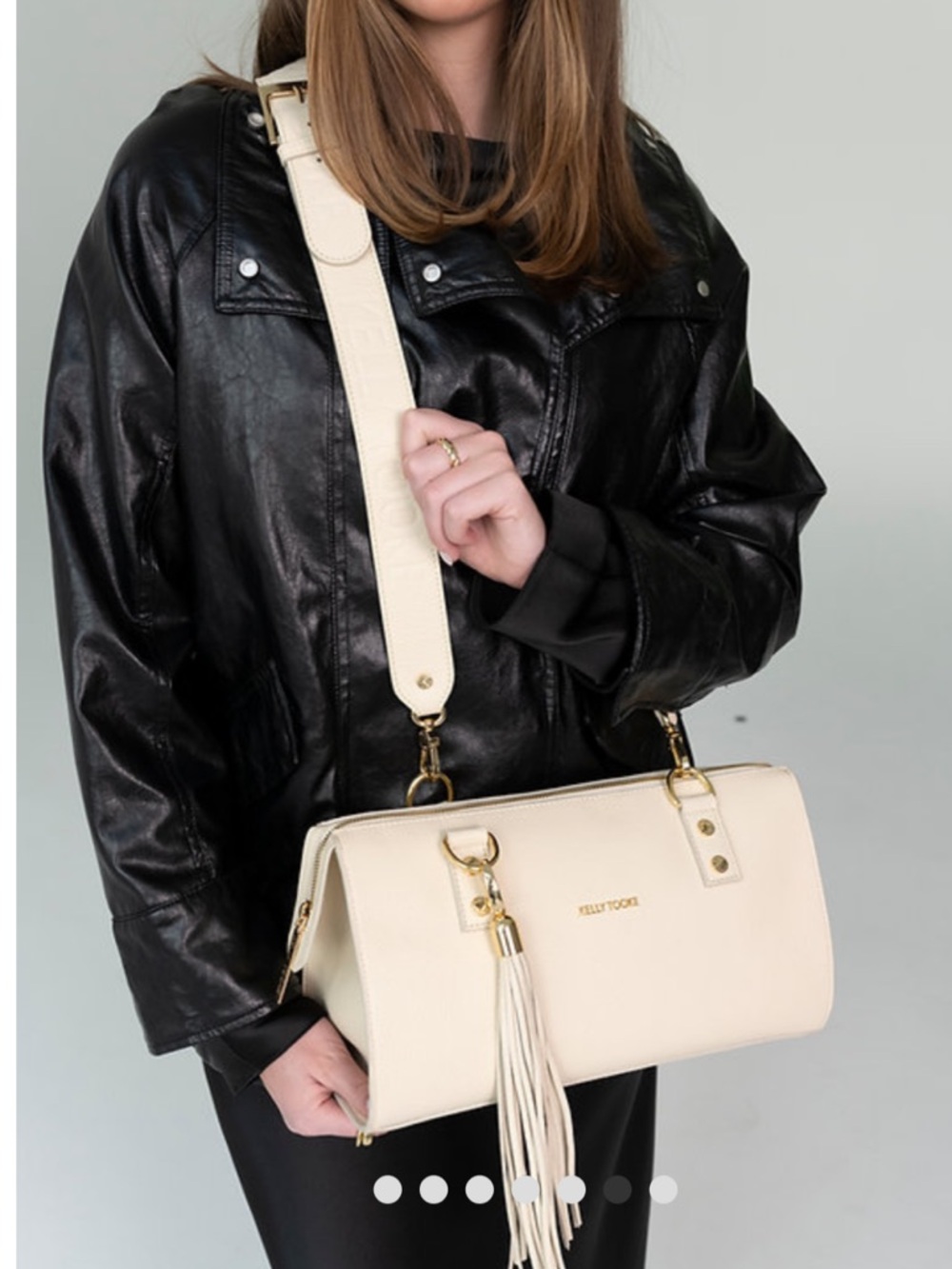 Kelly Tooke Soho Leather Purse in Patent Grey with multicolor chain strap - Picture 15 of 16